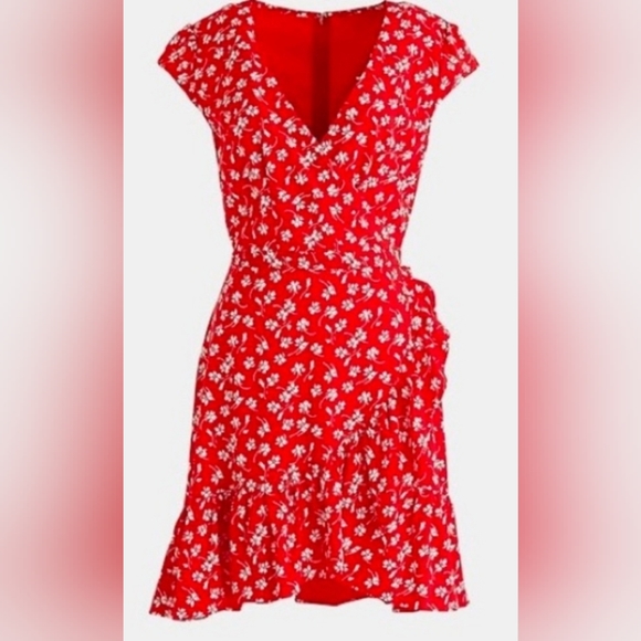 NWT J. Crew Red/White Mercantile Floral Dress - Picture 1 of 6